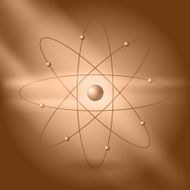 Orbital model of atom on brown background