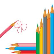 vector illustration with coloful pencils