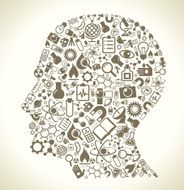 icons science in the form of head