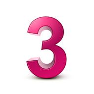 3d shiny pink number 3