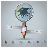 Education And Graduation Infographic With Magnifying Glass Pencil Icon Diagram