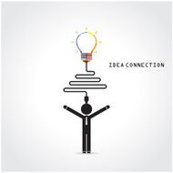 Creative light bulb symbol and knowledge connection sign