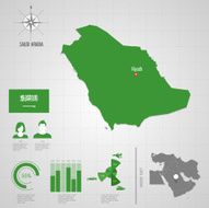 SAUDI ARABIA flag Asia World Map