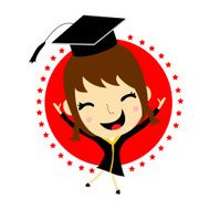 Girl Cute Cartoon Graduation Vector