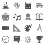 Education Icons Gray Color