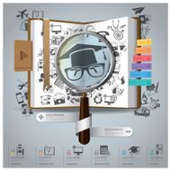 Education And Graduation Infographic With Magnifying Glass Book Icon Diagram N2