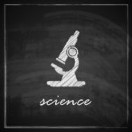 vintage illustration with microscope on blackboard background science concept