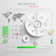 vector set of abstract 3d paper infographic elements with education N2