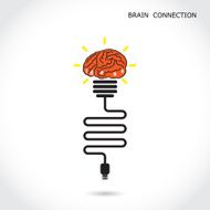 Creative light bulb symbol and brain connection sign