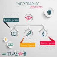 vector set of abstract 3d paper infographic elements with education N3