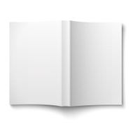 Blank softcover book template spread out on white