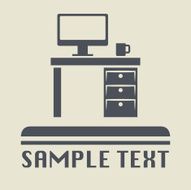 Computer table icon or sign