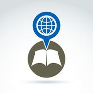 Vector open book with blank sheets placed in a circle