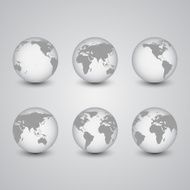 Set of globes World Map Vector
