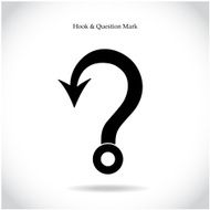 Fishing hook question mark sign on background