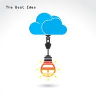 flat cloud symbol and creative bulb idea concept data storage