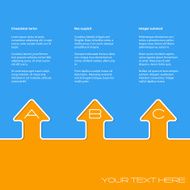 Simple infographic design with arrows and grades on blue orange