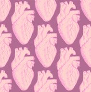 Sketch human heart in vintage style N4