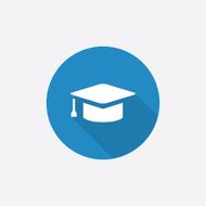 education Flat Blue Simple Icon with long shadow