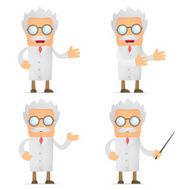 funny cartoon scientist giving presentation