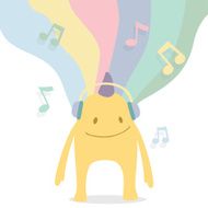 Monster listens to music