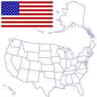 USA Map and flag