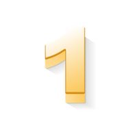 3d shiny golden number 1 N2
