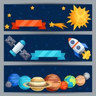 Horizontal banners with solar system and planets N2