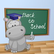 Cartoon Hippo wrote in classroom N2