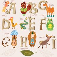 Cute animal alphabet A- i letters