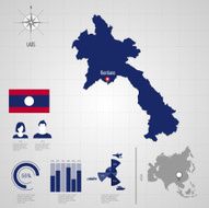 LAOS flag Asia World Map