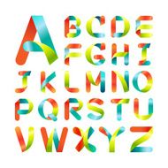 Set of ribbon alphabet colorful font Capital letter A-Z Vector illustration