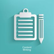 Content writing symbol on blue background clean vector