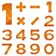 Numbers set orange lava