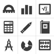 Monochrome vector flat maths icons