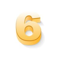 3d shiny golden number 6 N4