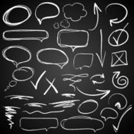 Hand-drawn design elements on blackboard