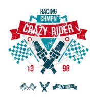 Emblem of the racing car in retro style N3