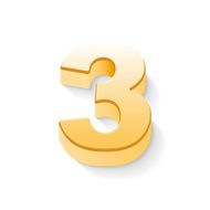 3d shiny golden number 3 N3