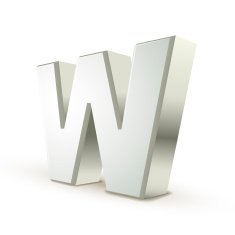 3d alphabet silver W N2