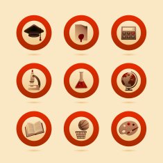 icon-set education retro