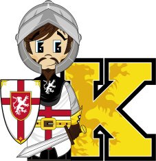 Cute Medieval Knight Learning Letter K N21