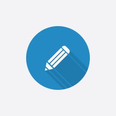 pencil Flat Blue Simple Icon with long shadow N2