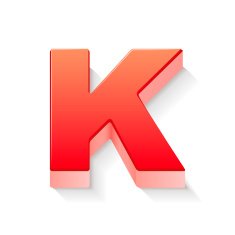 3d red letter K N7