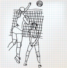 Girls playing volleyball sketch illustration N2