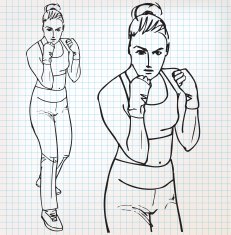 Woman boxer sketch illustration