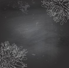 Black chalkboard with flowers