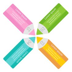 Pencils template set Four step infographic