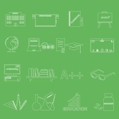 teacher profession and teaching outline icons eps10