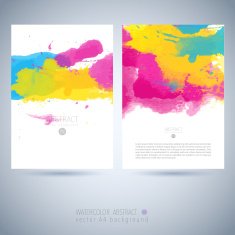 Set of vector watercolor template N73